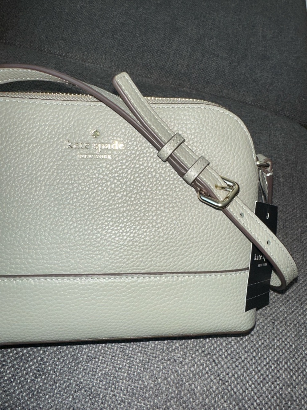 kate spade pebble leather crossbody in sage green with gold hardware - Picture 2 of 7